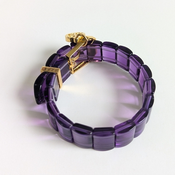 Rustic Cuff Amethyst/ Pink Stretchy Bracelet Set Buckle Motif, Shamballa Crystal - Picture 9 of 13